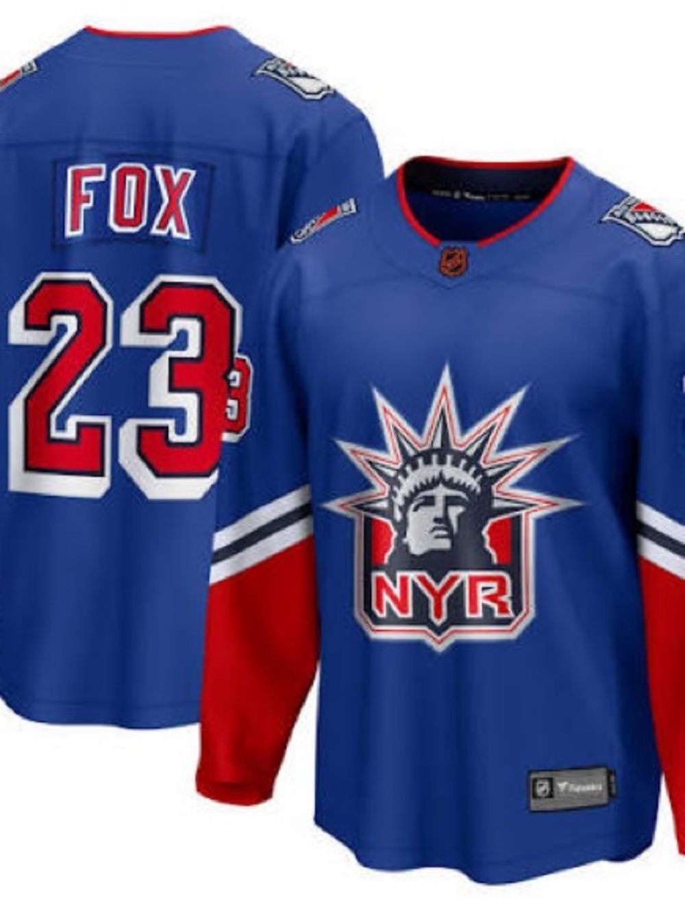 NHL Lady Liberty New York Rangers Adam Fox #23 Jersey Youth Small Medium